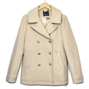J. Crew Stadium Cloth Majesty Cream Wool Peacoat Double Breasted Coat Size 10T
